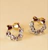 Flower Zircon Earrings, Pearl Studs, Ladies' Heart-shaped Geometric Set with Zirconia Gemstone Accessories Earrings