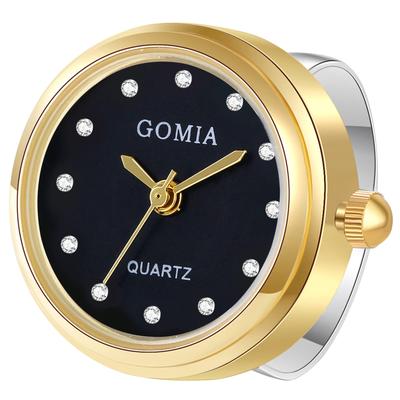 Women's Ring Watch, One Size Fits All, 3ATM Water Resistant, Analog Numeral Design, Cute, Gold and Black, Fashion Accessory