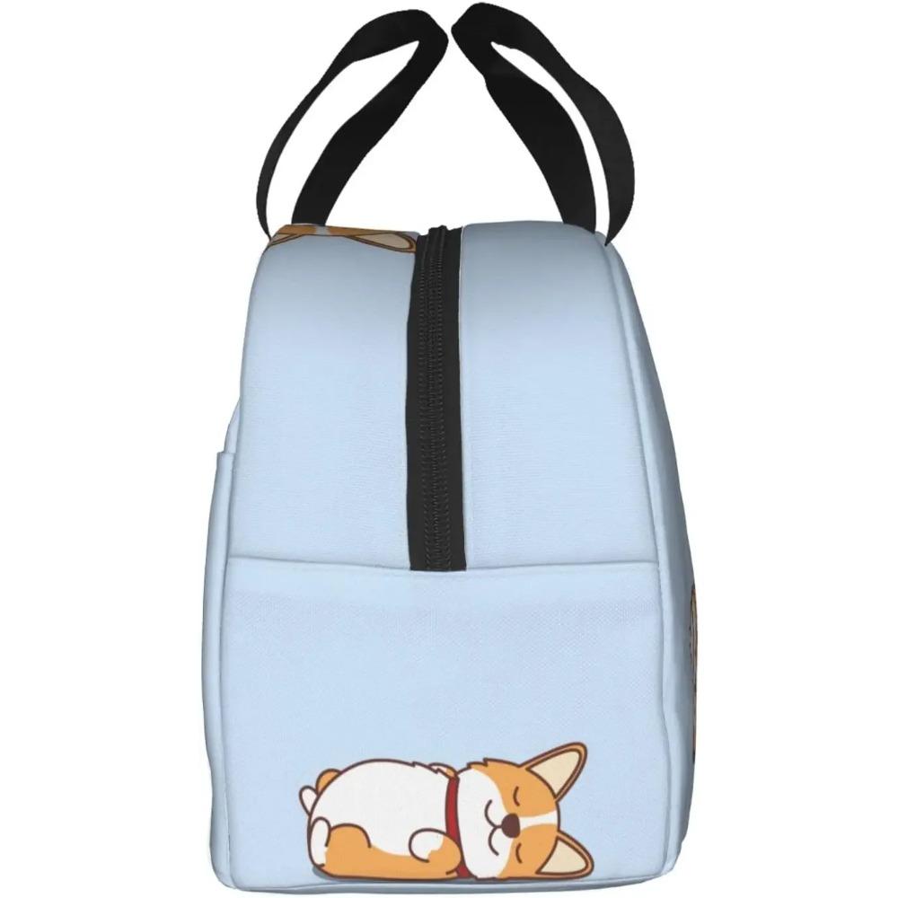 Cute Welsh Corgi Puppy Lying on Back Insulated Lunch Box Reusable Lunch Bags Meal Portable Container Tote for Travel Work Picnic
