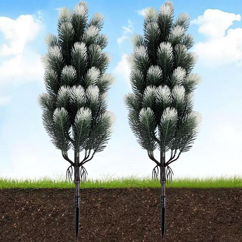 2 Stück Künstliche Kiefernnadel Weihnachtsbäume - Indoor/Outdoor Grün mit Stabiler Schwarzer Spitze, Mini Feiertagsdeko