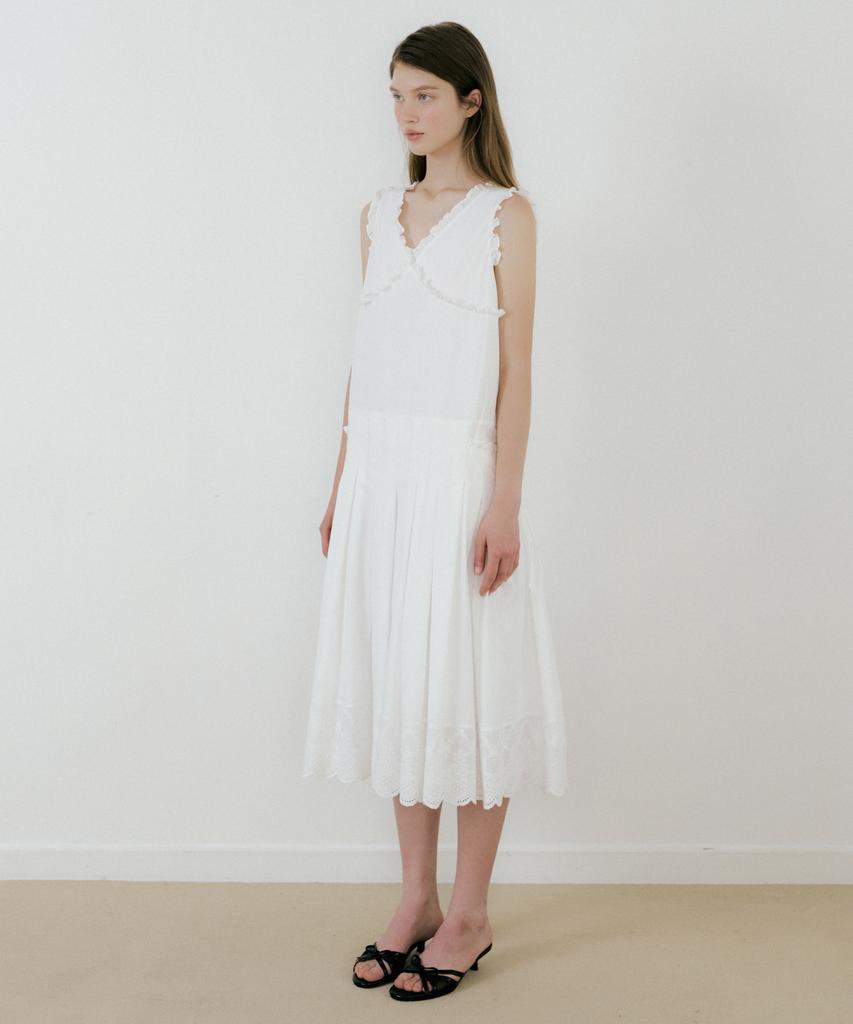 LETTERA Ruffle Long Dress_White