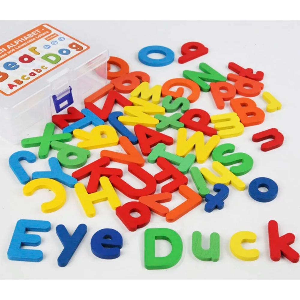 Set Montessori din Lemn cu Litere Engleze pentru Copii Litere Majuscule și Minuscule Jocuri Cognitive de Alfabetizare și Cuvinte Jucării Educaționale pentru Învățare Timpurie