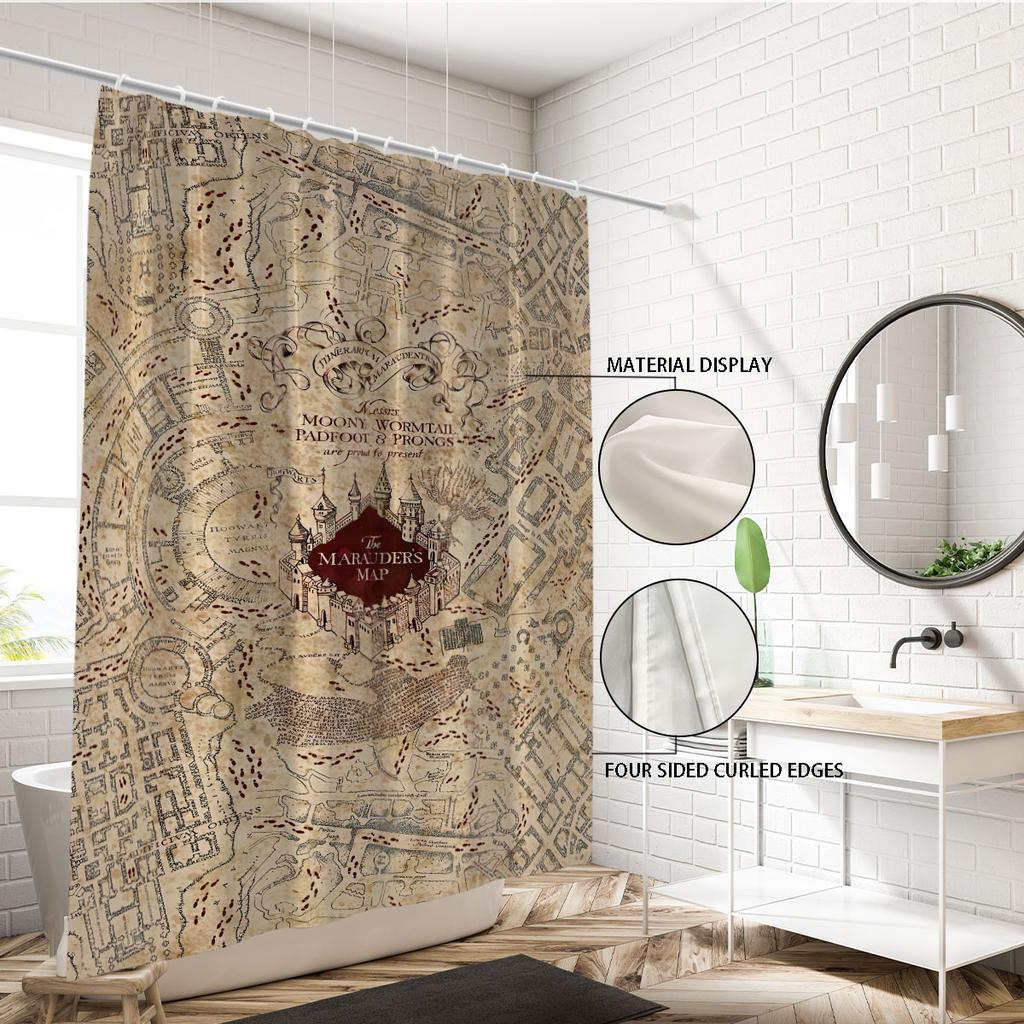 1 ks Magický Kampus Tištěná Vodotěsná Sprchová Závěs Koupelnová Dělící Stěna Soukromí Více Velikostí 12 Háčků Snadná Instalace