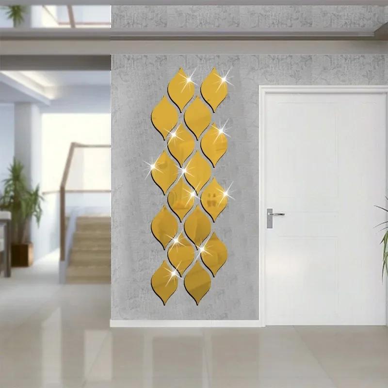 10pcs 3D Mirror Water-drop Wall Sticker for Bedroom Living Room Self-Adhesive Home Wall Background Decor Toilet Table Stickers