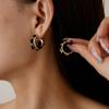 Personalized Fabric Chain Winding Geometric C-shaped Silver Needle Stud Earrings Autumn and Winter Fashion Earrings