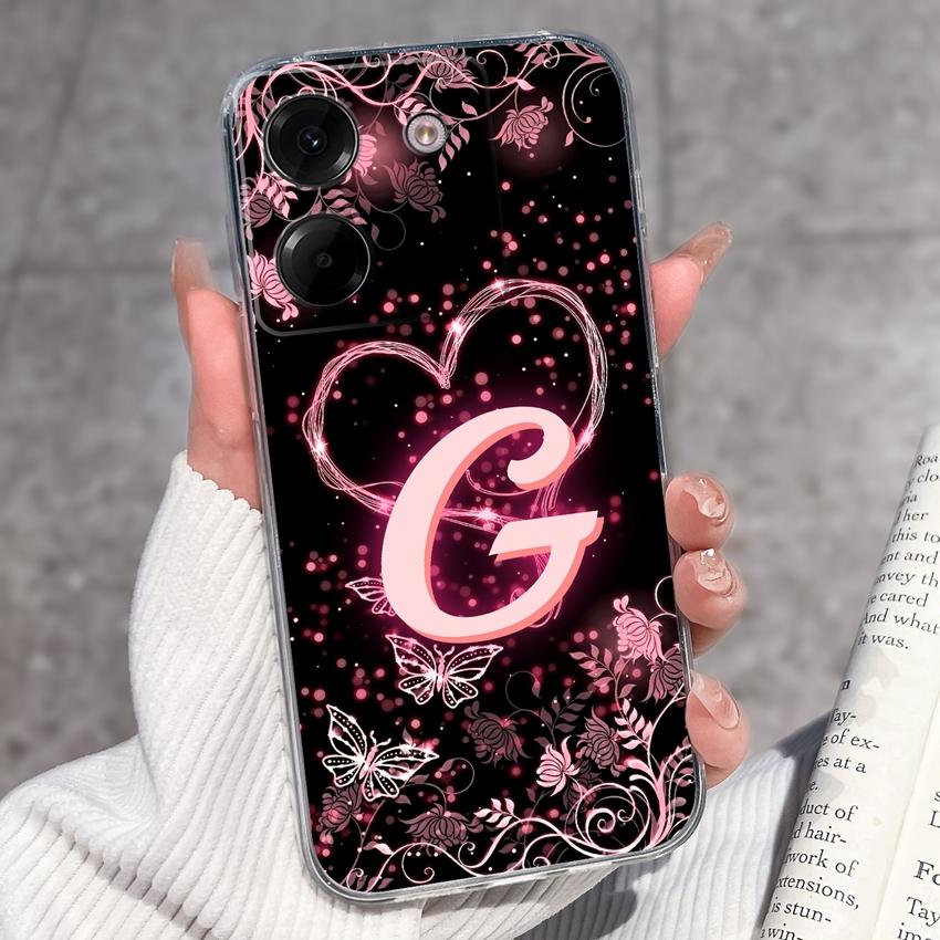 Clear Back Cover For Xiaomi Poco M7 M8 M6 M4 F5 Pro M5 F4 F3 Civi 1S M6 Plus Fashion Soft TPU Silicone Phone Case For Xiaomi Cute Letter Bumper Casing