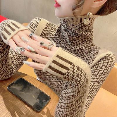 Maglione a collo alto pullover da donna maglione patchwork moda autunno e inverno casual maglione a maniche lunghe pullover femminile