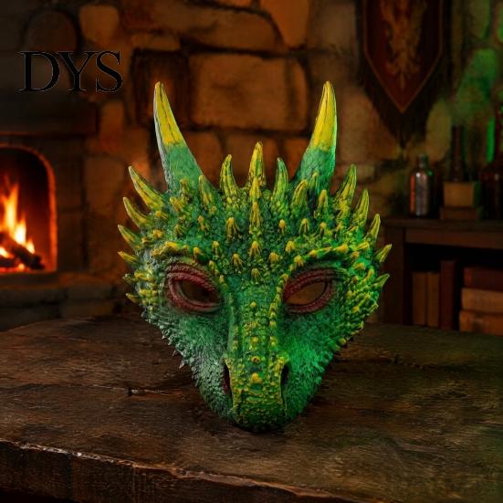 Adjustable Strap Party Costume Dragon Masque for Adults, Halloween Cosplay 3D Simulation Thorn Face Shield Full Festival, Carnival Masquerade