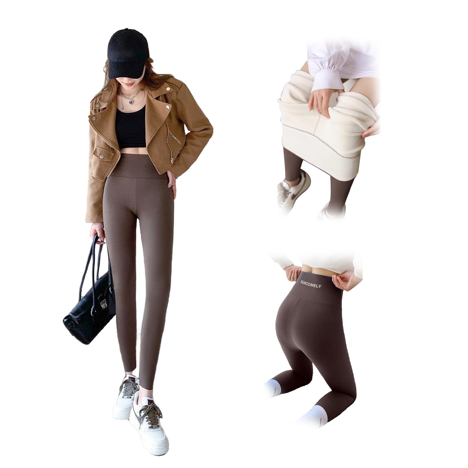 

Compression Thermal Super Slimming Shapes Hips and Warm Heat Free [Jia Limes] Women s Ultra-Warm, Extra-Thick Fleece-Lined Leggings, Underwear, коричневий