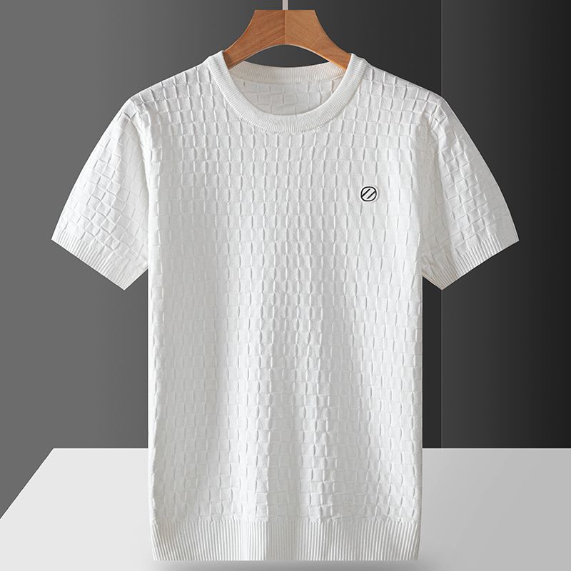 Casual Trendy Brand Round Neck Warm European Station Versatile Light Luxury Classic Anti-pilling Knitted Short Sleeves