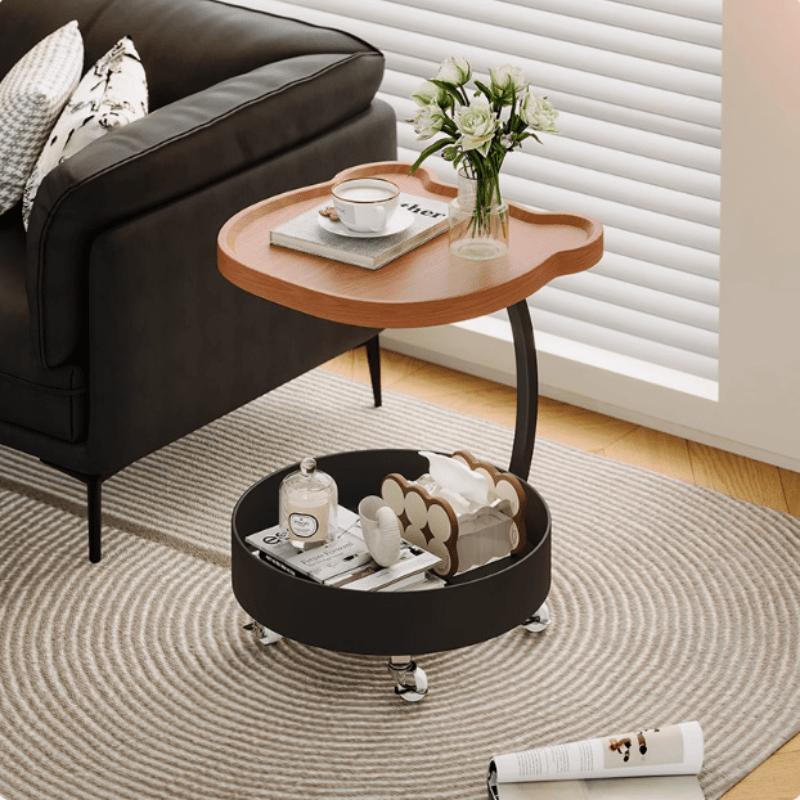 Sofa side table, modern minimalist living room shelf, office movable coffee table, small table, bedroom bedside table, cart base