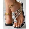 Zehentrenner Damen Hausschuhe Strass Blumenmuster Ausgeschnitten Kristall Zehensteg Silberne Strandsandalen Goldener Riemen Sandale