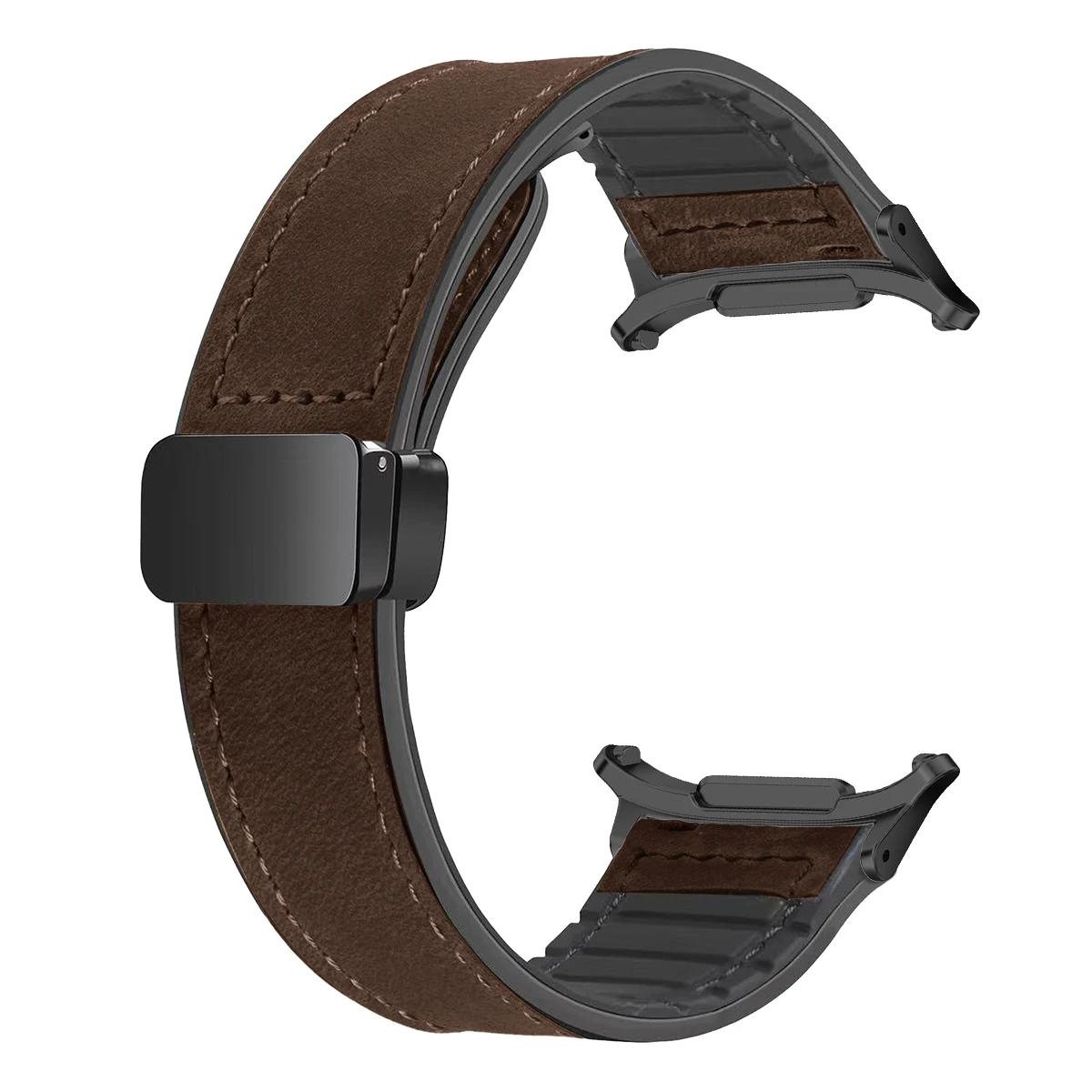 Magnetic Leather Silicone Strap For Samsung Galaxy Watch Ultra 47mm Wristband Sport Bracelet Correa Band Watchband Watch 7 Ultra 47mm
