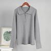 Fall Winter New Women's Casual Plain Polo Collar Pullover Knit Sweater European American Style Trendy Versatile Top