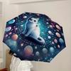 1pc Cosmic Cat Dreamscape Umbrella with Plastic Handle,Suitable for All Seasons Home Travel Outdoor UmbrellaDD1229