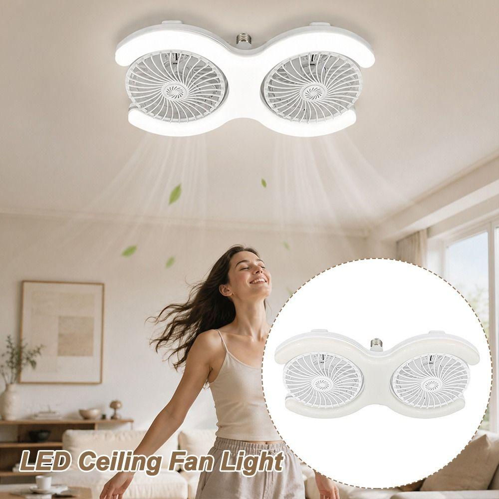 Remote Control Ceiling Fan Light Adjustable Angle Double Head Fan Light LED Fan Light Kitchen