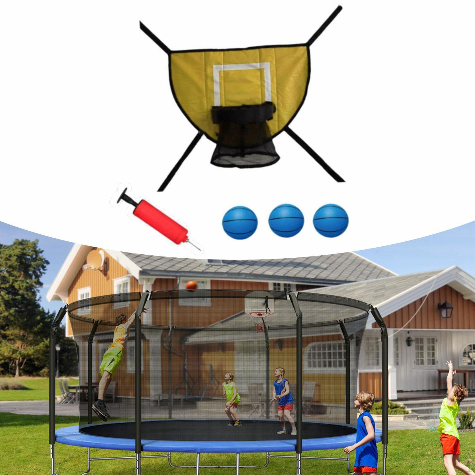 

Набор баскетбольного кольца для батутов, включает мягкую корзину и аксессуары для детей Blue Ball