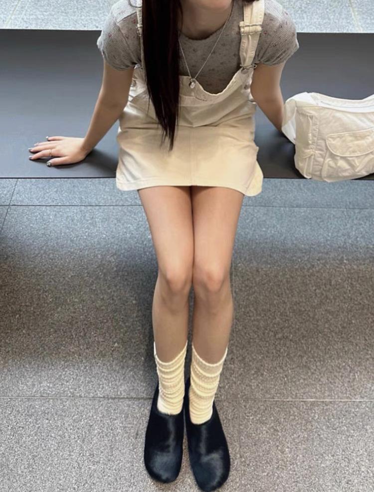 Shallow single shoes women's niche simple horse hair flat-bottomed versatile lazy shoes fashionable grandma shoes