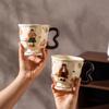 Creative Cartoon Retro Family Goblet Mug Ceramic Cup High Looking Afternoon Tea Cup Souvenir Coffee