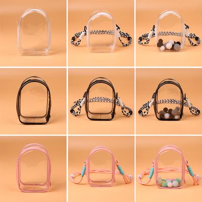 Per 15 cm Labubu V2 Sitting Party 15 cm bambola in cotone con vestito a tracolla e borsa portaoggetti in PVC per esposizione di bambole