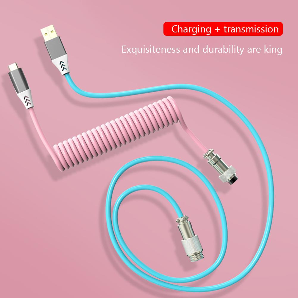 Type-c To Usb Detachable Game Mechanical Keyboard Spiral Plug-in Cable Aviation Connector Data Cable