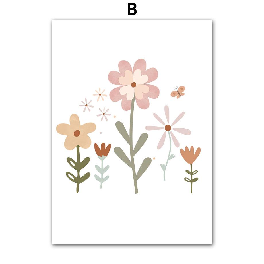 Spring Cloud Rainbow Sunflower Butterfly Number Posters Prints Cartoon Wall Art Canvas Painting Nordic Girls Baby Room Decor