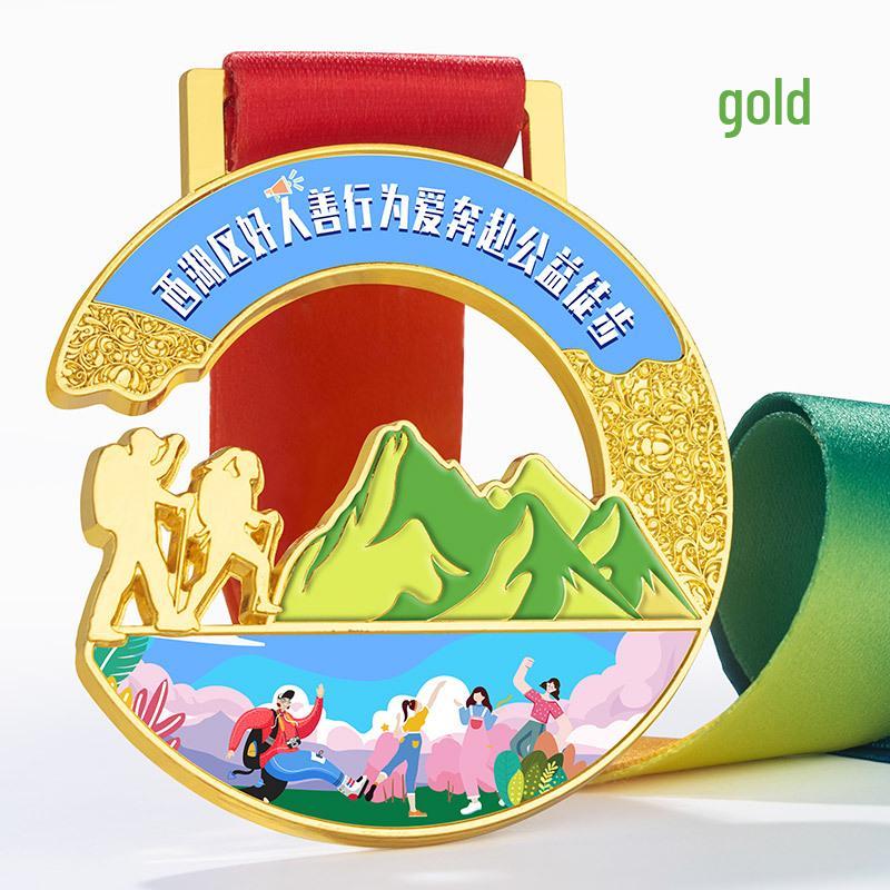 Custom Hiking & Climbing Endurance Medal for Outdoor Camping and Summit Marathon Events золотой