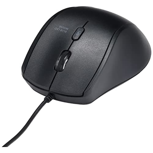 SANWA SUPPLY Silent Wired Blue LED Mouse (For Left Hand) 5 Buttons, Back/Forward Buttons, 5 Buttons, 2400dpi (4 Levels Switchable), Medium Size MA-BL1