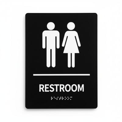 Black Unisex Bathroom Sign Acrylic Gender Neutral Signs Wall Mounted Restroom Signs  Business Use
