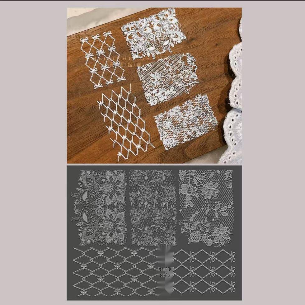 High Transparency Silicone Nail Art Lace & Flowers Embossing Mold