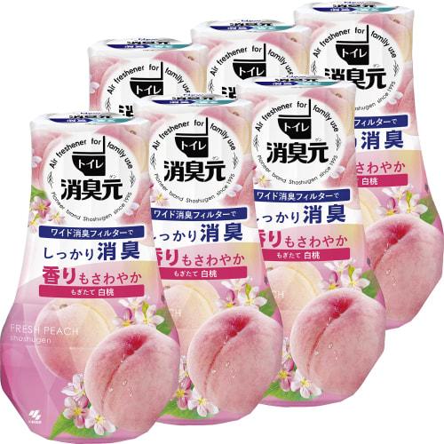 Shoshugen [Bulk Purchase] Freshly Picked White Peach Toilet Air Freshener, Standing Type, 400ml X 6 Bottles, Kobayashi Pharmaceutical