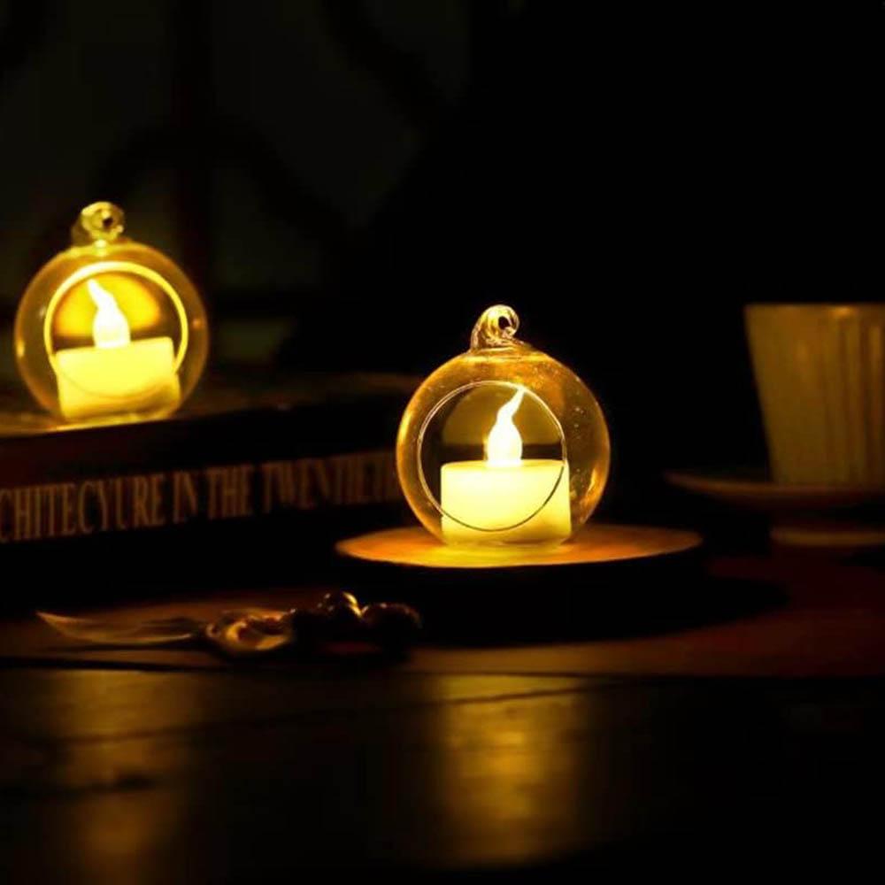 Diameter 6cm/8cm Tea Light Holder Crystal Glass Hanging Candle Holder Romantic Wedding Home Vase Hanging Decoration