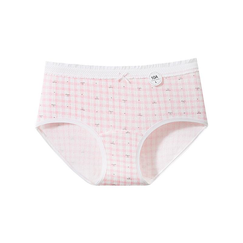 Ladies Spring and Summer Fresh Print Skin Friendly Breathable 10A Antibacterial Extended Crotch Triangle Briefs