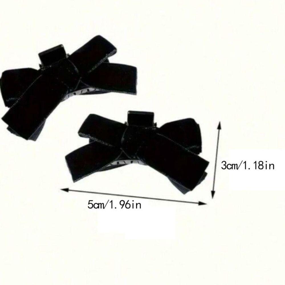 2PCS Fashion Black Bow Hair Clip Velvet Small Bow Hair Claw Vintage Style Cute Princess Hair Clip For Women and Girls