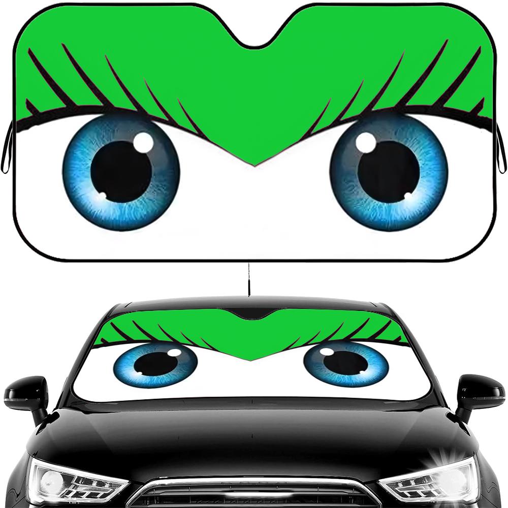 Cute Girl Car Eyes Sun Visor Car Windshield Sun Shade  Front Window Sunshade UV Block Heat Insulation Cover Parasol