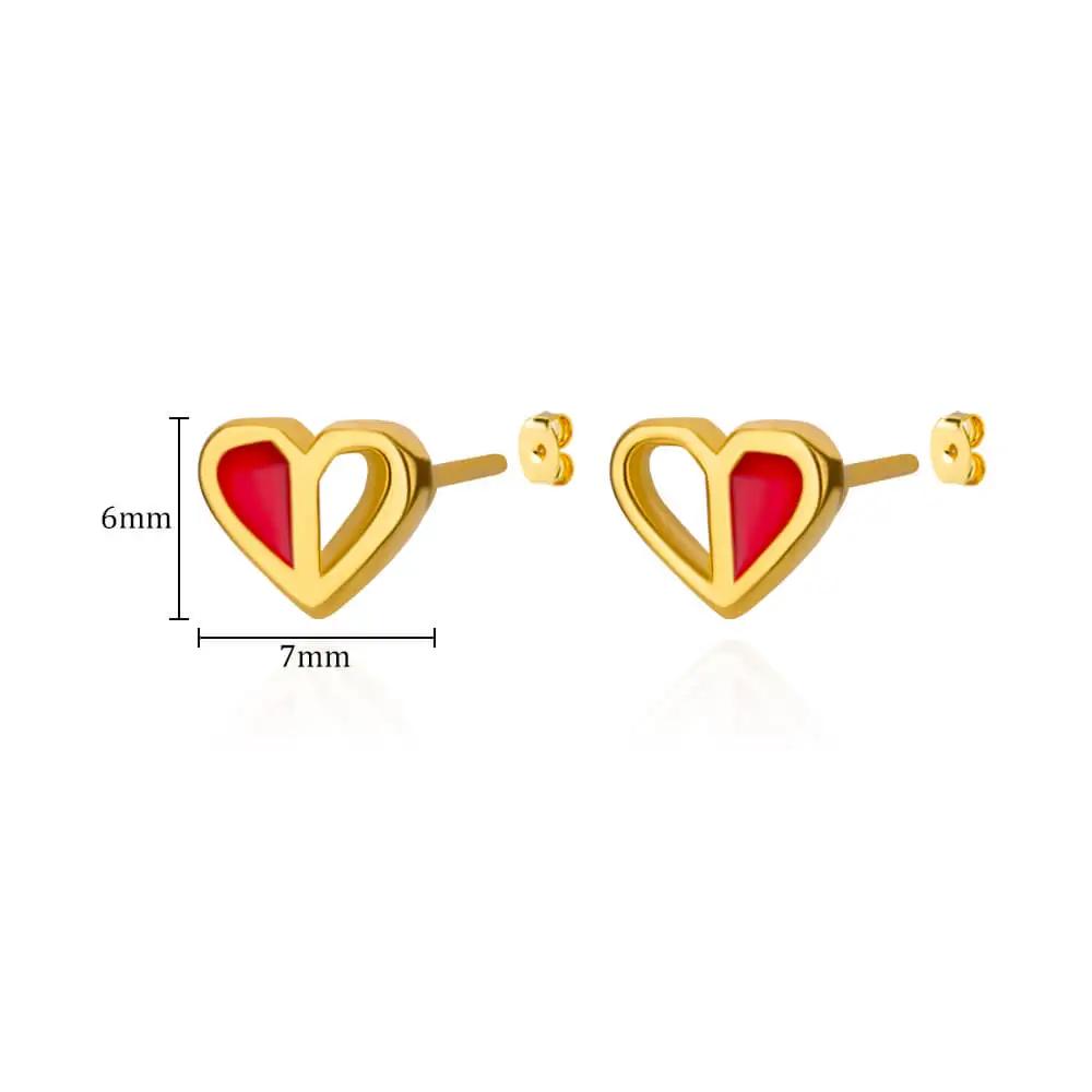 Stainless Steel Enamel White Heart Earring for Women Minimalist Gold Color Stud Earrings Waterproof Vacation Charm Zircon Gifts