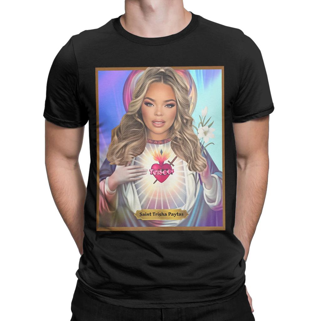 Vintage Humor Saint Trisha Paytas T-Shirt Premium Crew Neck Short Sleeve Gothic High Street Casual Graphic Tee