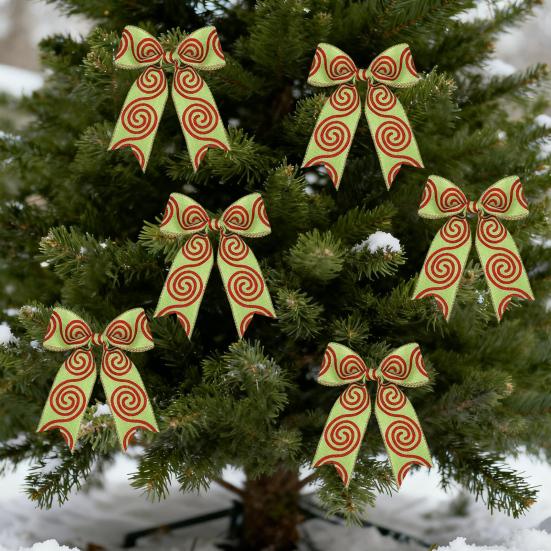 5 Yards Christmas Wired Ribbon 2.48" Red Green Polka Dot/Stripe/Swirl Christmas Wrapping Ribbon for Xmas Tree Wreath Bow Gift Wrapping DIY Crafts