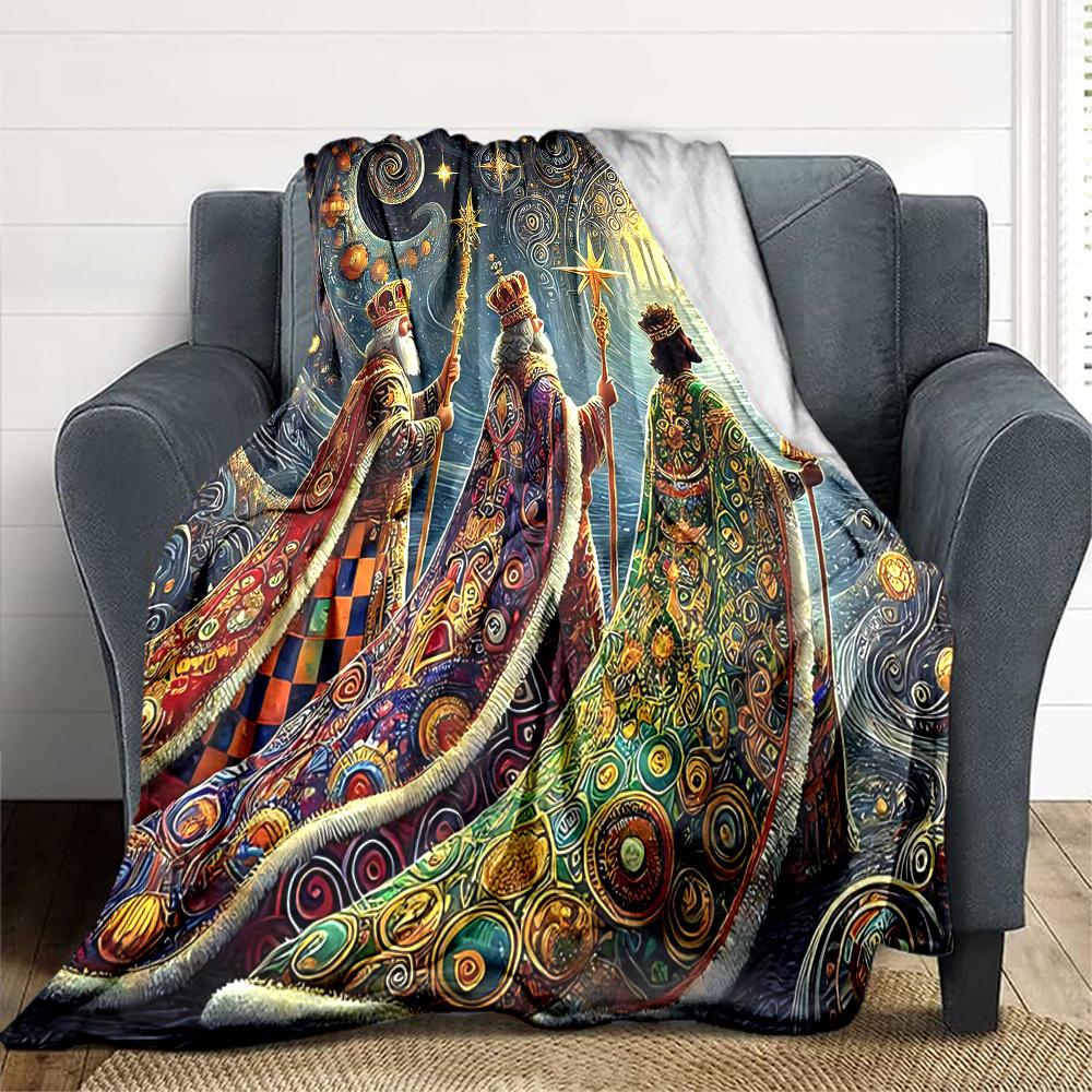 1pc Kingdom Celestial Print Blanket   Lightweight Flannel Throw Blanket For Sofa, Bed, Living Room, Office, Outdoor Travel, Camping