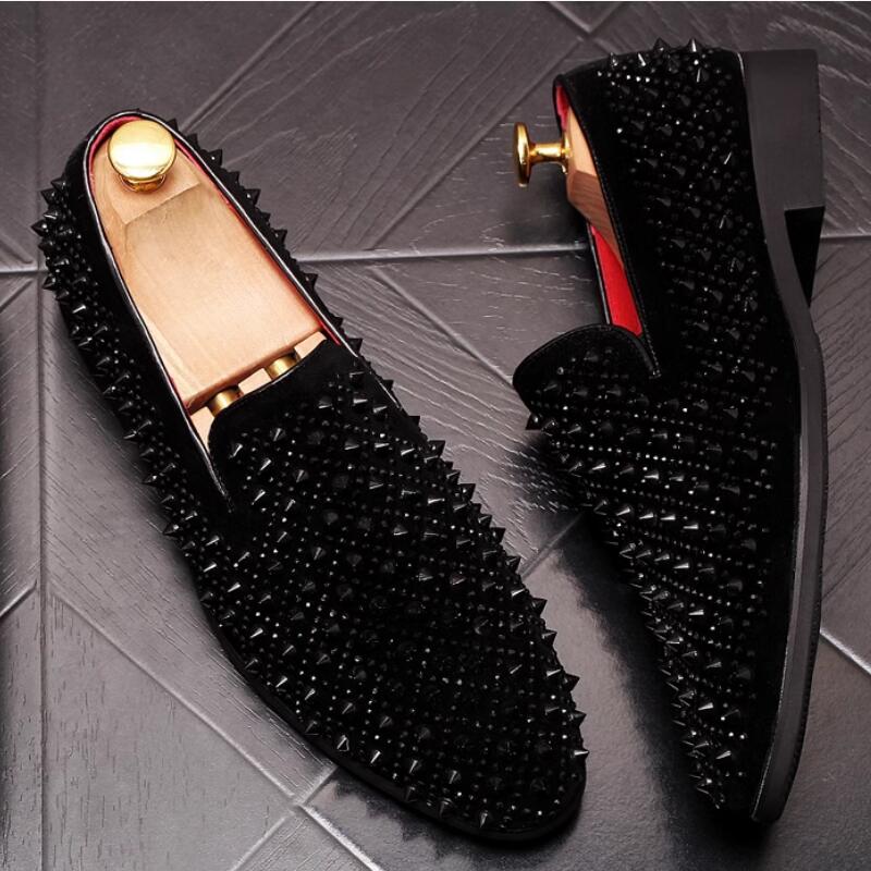 Fashion Summer men's leather shoes fashion riveted loafers fast hand the same style of bean shoes fashion men's shoesZapatos Hombre  a9
