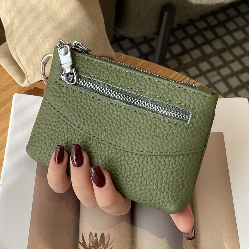 Anti-splash Water Texture Lady Wallet Classic Multiple Card Short Coin Purse Solid Color Korean Style Leather Cards Bag Work