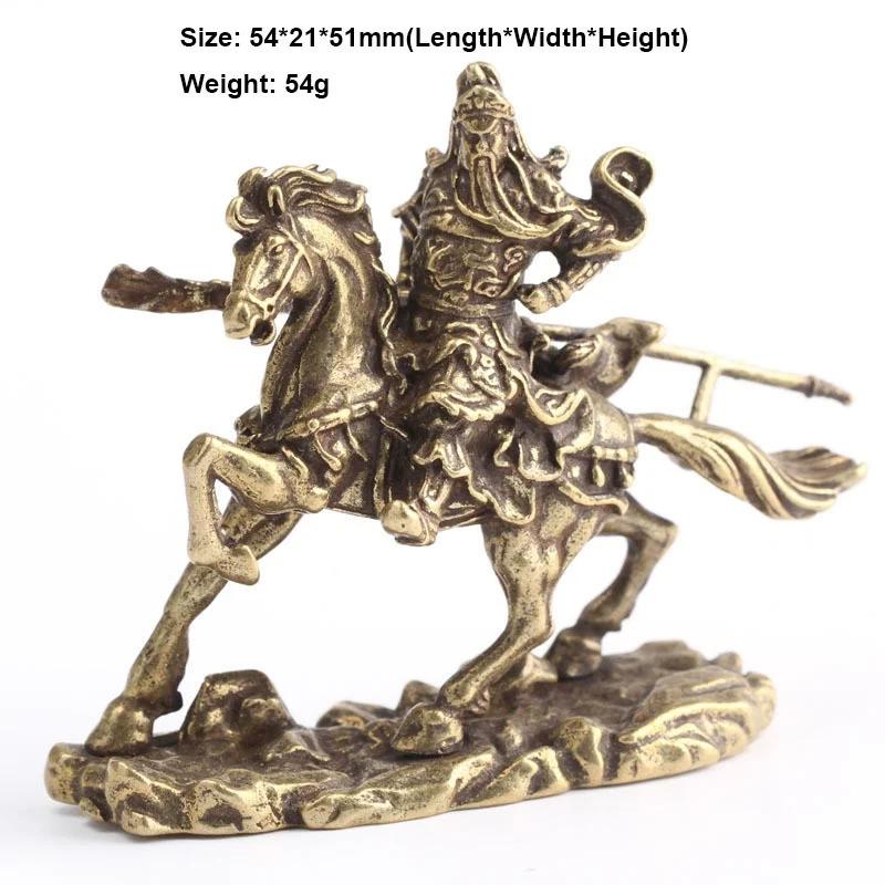 Chinese Fashion Crafts Martial God of Wealth Horse Ride Brass Figurines Sculpture Lucky Fortune Crafts Ornaments Home Desktop