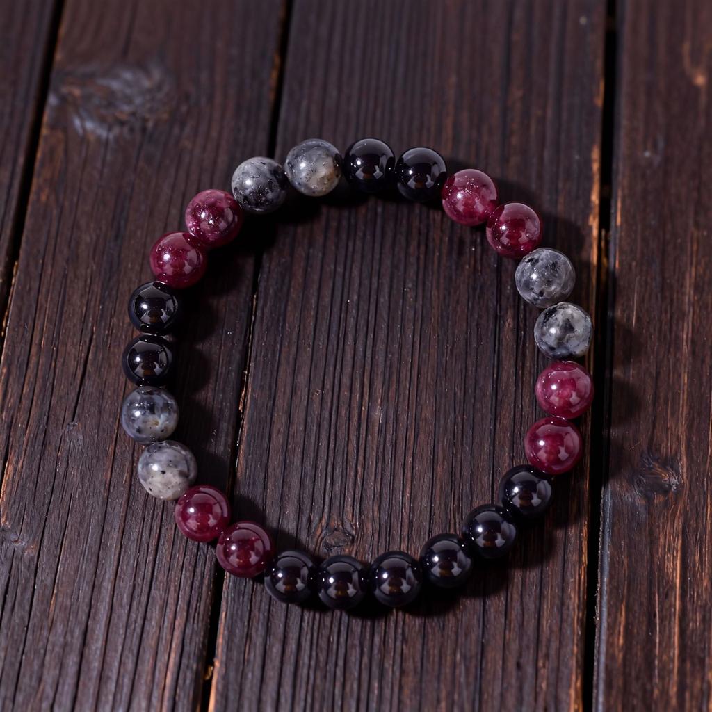 Black Glitter Stone Bracelet for Women Garnet Stone Beads Elastic Chain Bangle Men Party Jewelry Gift