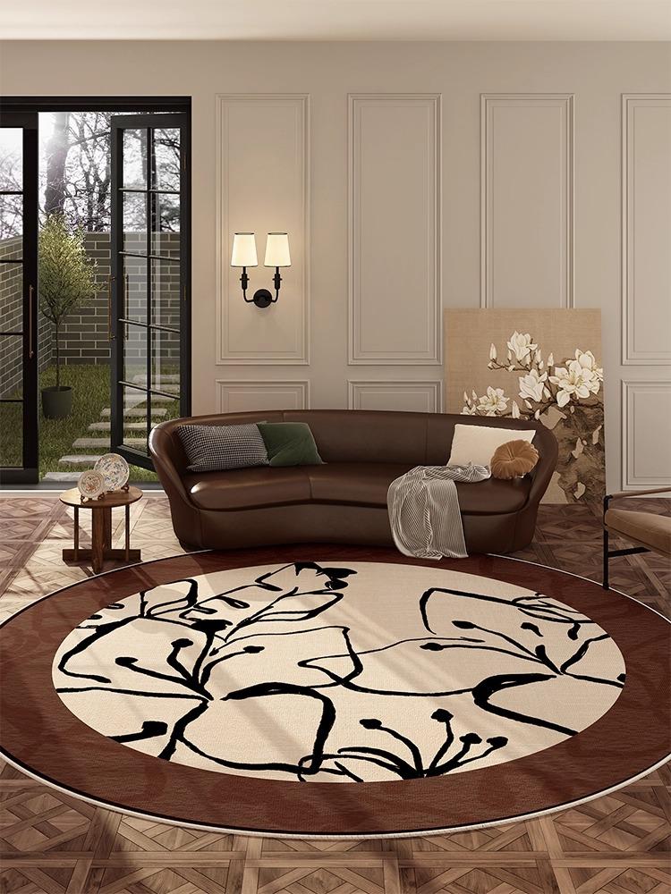 

Monstera Round Living Room Carpet Retro Light Luxury Bedroom Rug Fashionable Advanced Home Decoration Coffee Table Mat Alfombra Diameter 80cm-31in