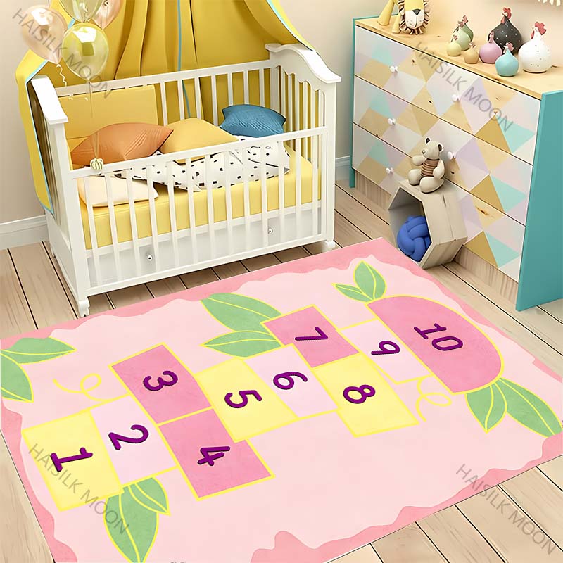 Cute Hopscotch Cartoon Carpet! Living Room Bed Kids Room Mat, Non-slip Exquisite Home Decor, Children s Play Early Education Rug 40x60cm