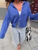 2026 Fall New Women Oversized Sweater Cardigan Lazy Style Soft Knit Long Sleeve Top Blue