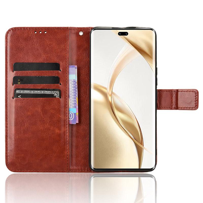 

For Honor 200 Pro 5G Case Crazy Horse Texture Leather Phone Cover 3 Card Slots Gold