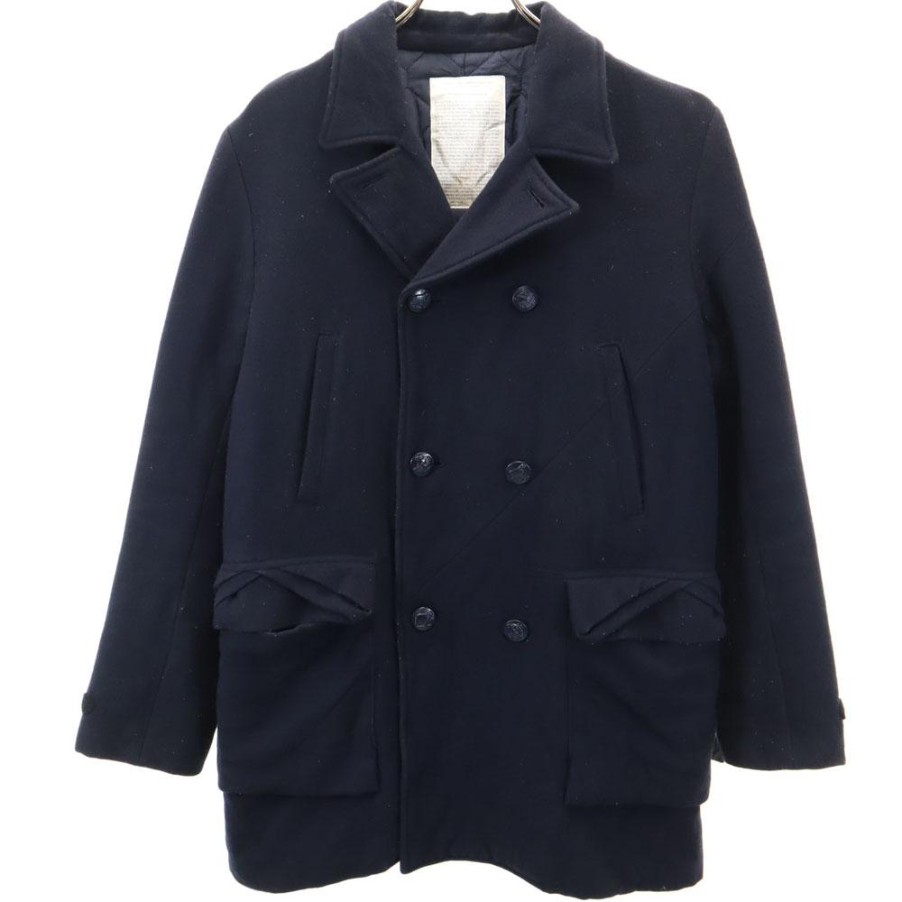 

UNDERCOVER Сделано в Японии Шерстяное двубортное пальто 2 Темно-синее Мужское Б/У