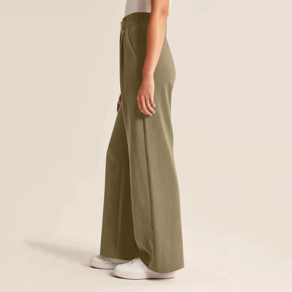 Casual Fit Wide Leg Pants Women's Casual Wide Leg High Waist Straight Leg Trousers Women's Trousers Suit Pleated High Waist Pants
