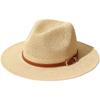 Classic Beige Panama Straw Hat Women's Casual Versatile Wide Brim Straw Hat Men's Summer Top Hat Sun Hat Women's